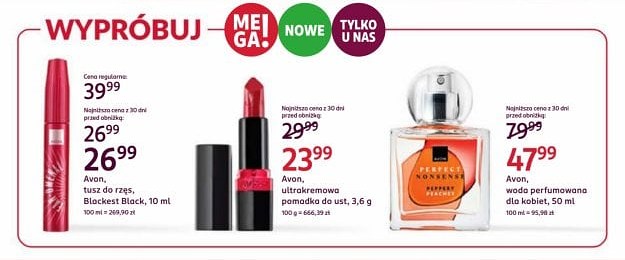 Promocje na kosmetyki Avon w sierpniowej gazetce Rossmann